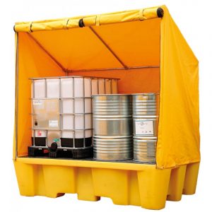 Double IBC Bund / 8 Drum Spill Pallet with Frame & Cover-0