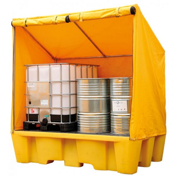 Double IBC Bund / 8 Drum Spill Pallet with Frame & Cover-0