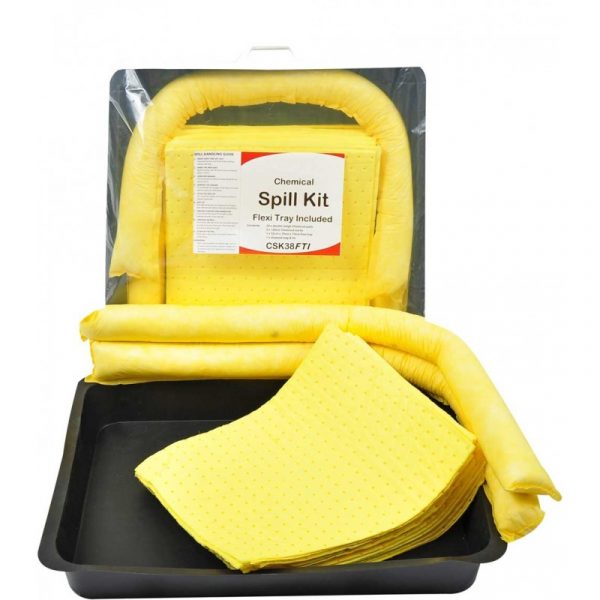 Chemical Spill Kit in Clip-Close Plastic Bag + Flexible Tray - 40L-0