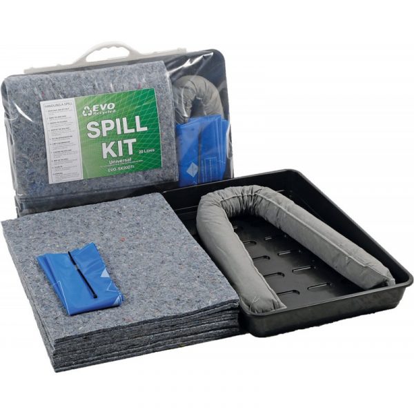 EVO Spill Kit in Clip-Close Plastic Bag + Drip Tray - 20L-0