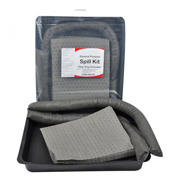 General Purpose Spill Kit in Clip-Close Plastic Bag + Flexible Tray - 40L-0