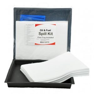 Oil & Fuel Spill Kit in Clip-Close Plastic Bag + Flexible Tray - 15L-0