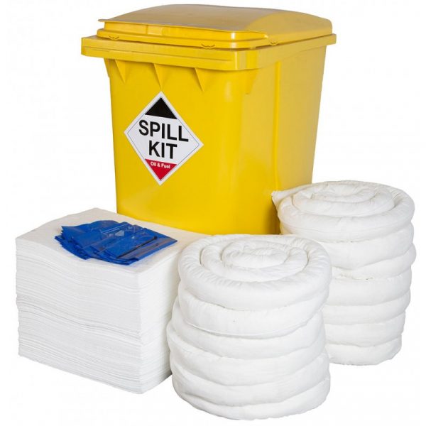 Spill Kit in Wheeled Bin - 360L Oil & Fuel -0