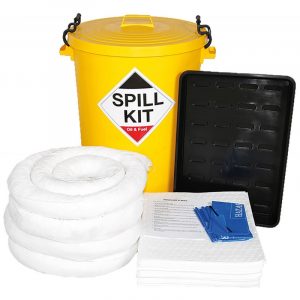 Spill Kit in Plastic Bin + Drip Tray - 90L Oil & Fuel -0
