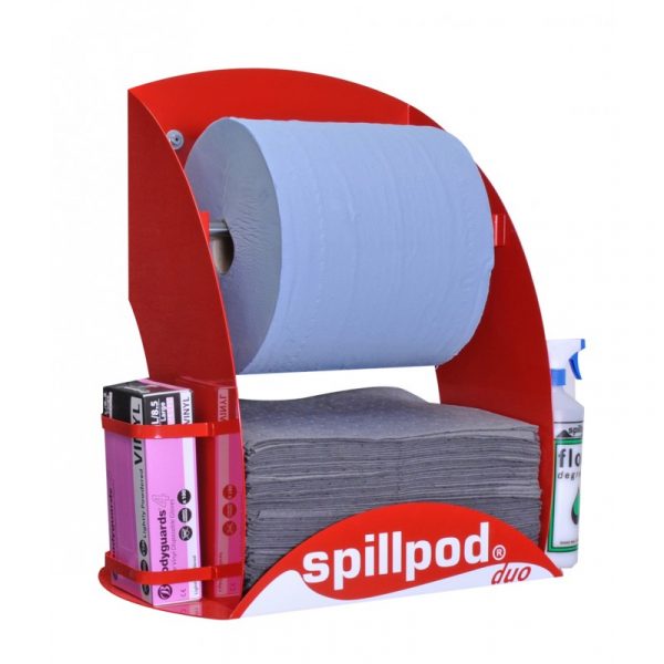 Duo Spill Pod Dispenser Station General Spillages + 3 FREE Absorbent Refills-0