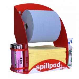 Duo Spill Pod Dispenser Station for Chemical Spills + 3 FREE Absorbent Refills-0